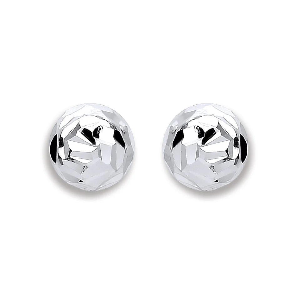 Silver 6mm Disco Half Ball Earrings