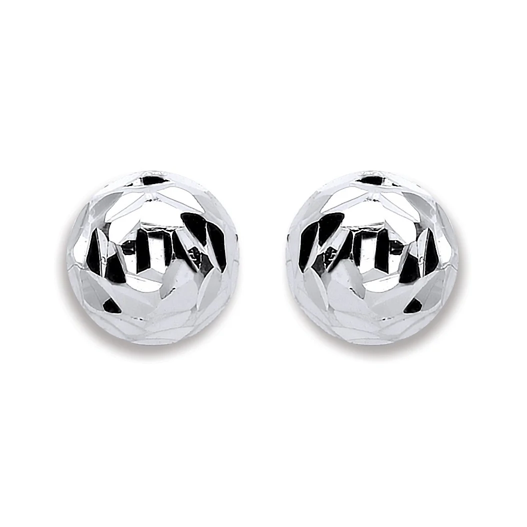 Silver 8mm Disco Half Ball Earrings