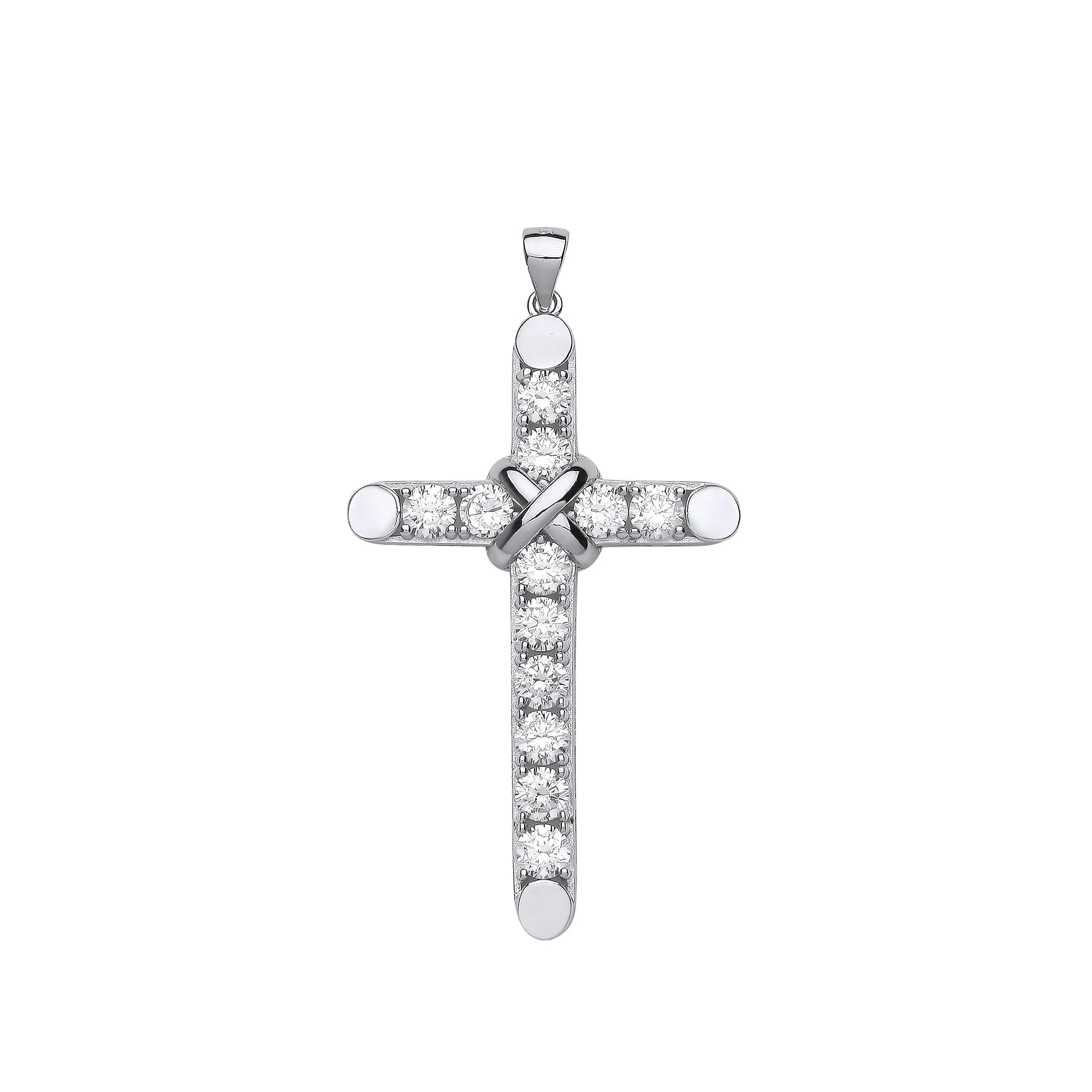 Silver Claw Set CZs Cross