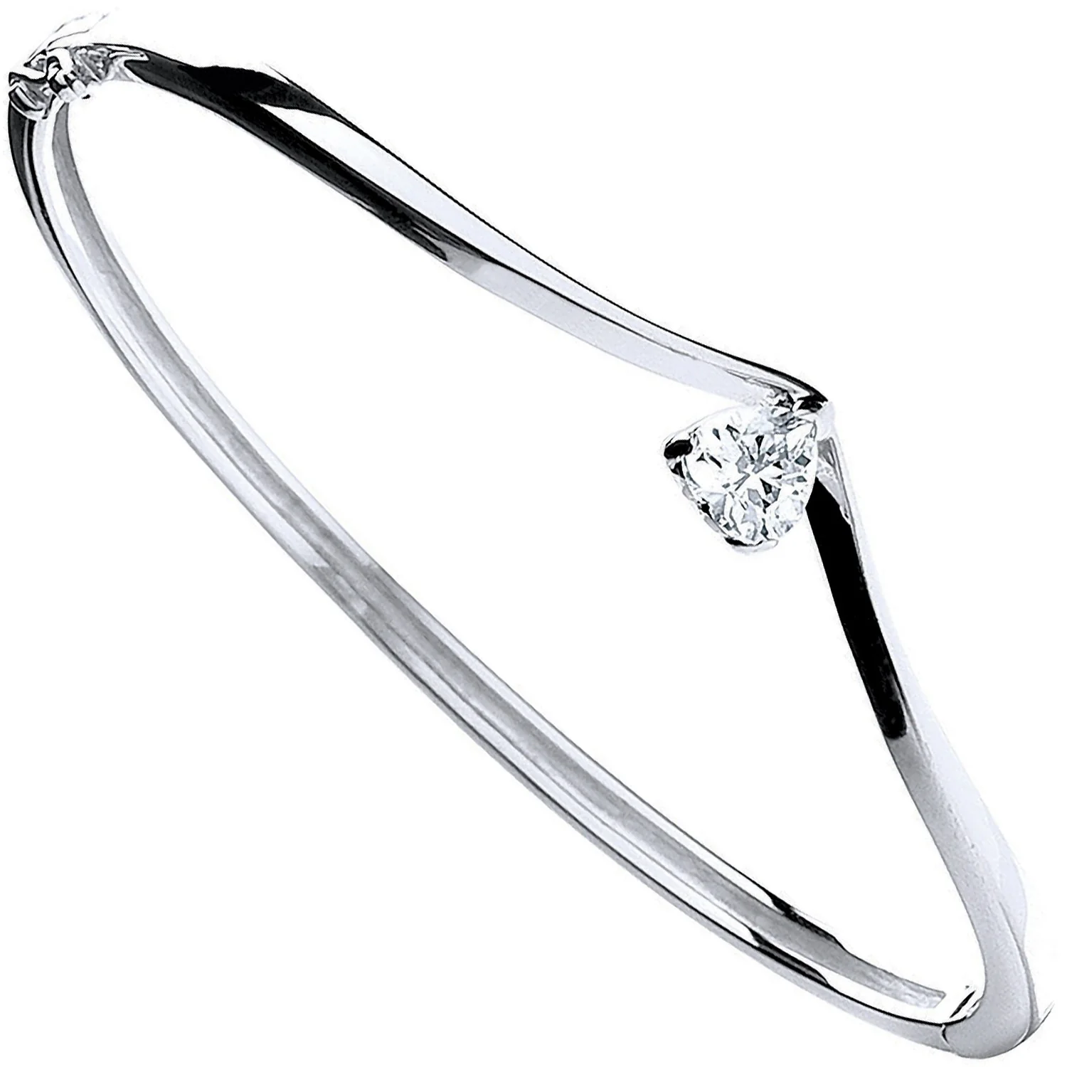 Silver Fancy Heart Cz Bangle