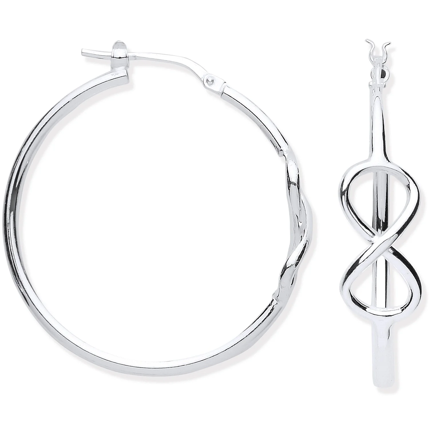 Silver Infinity  34mm Hoop Earrings
