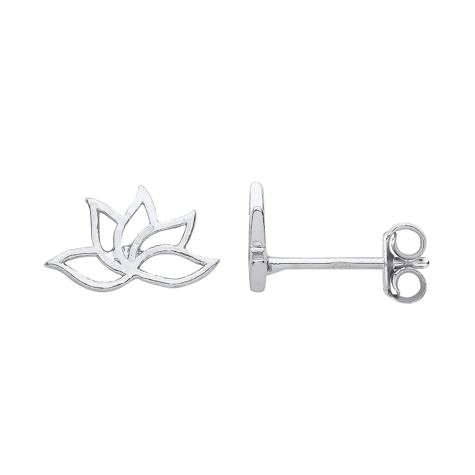 Silver Lotus Flower Stud Earrings