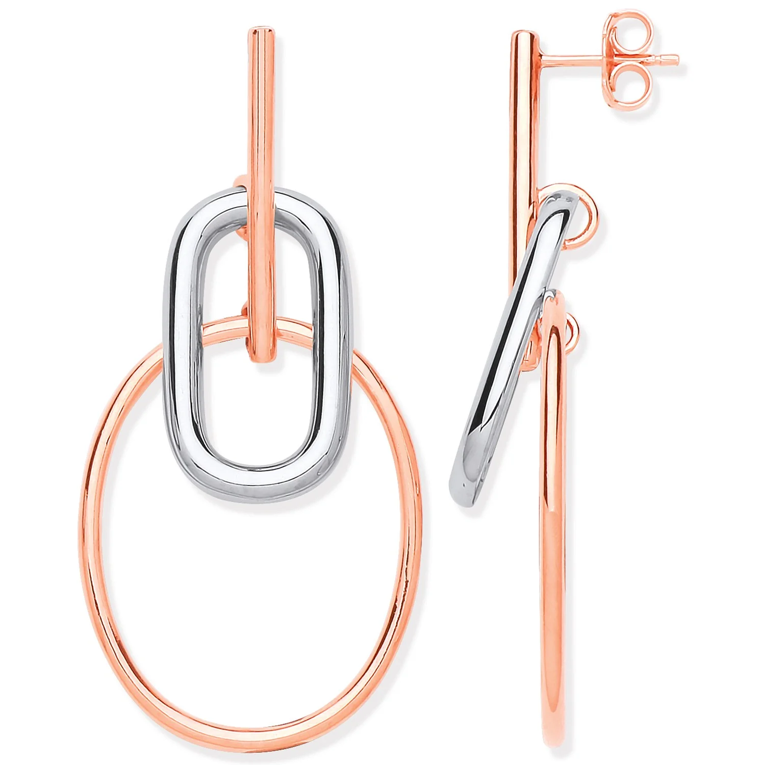 Silver RG Plated Fancy Links Drop Earrings
