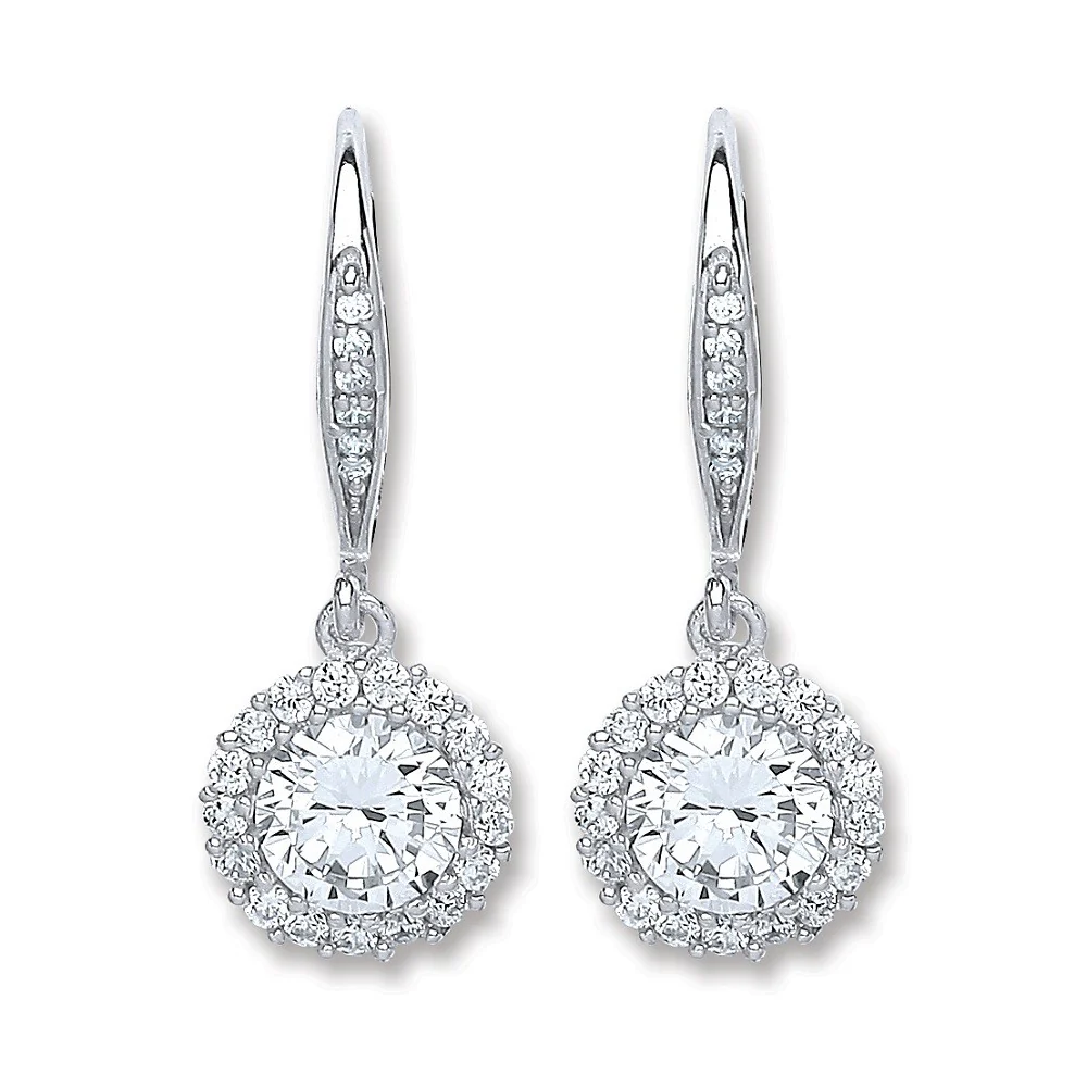 Silver Round Cz Earrings
