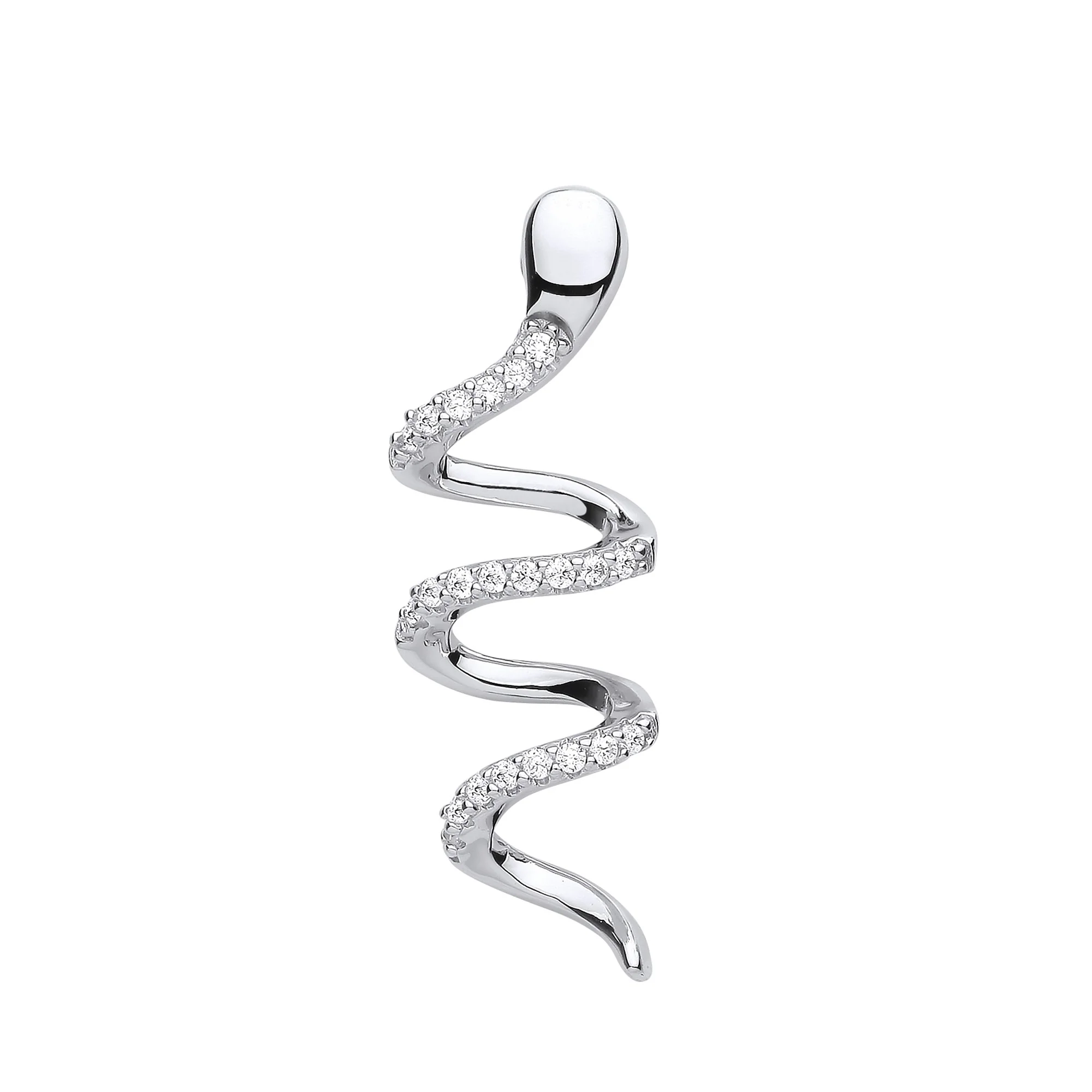 Silver Snake CZ Drop Pendant