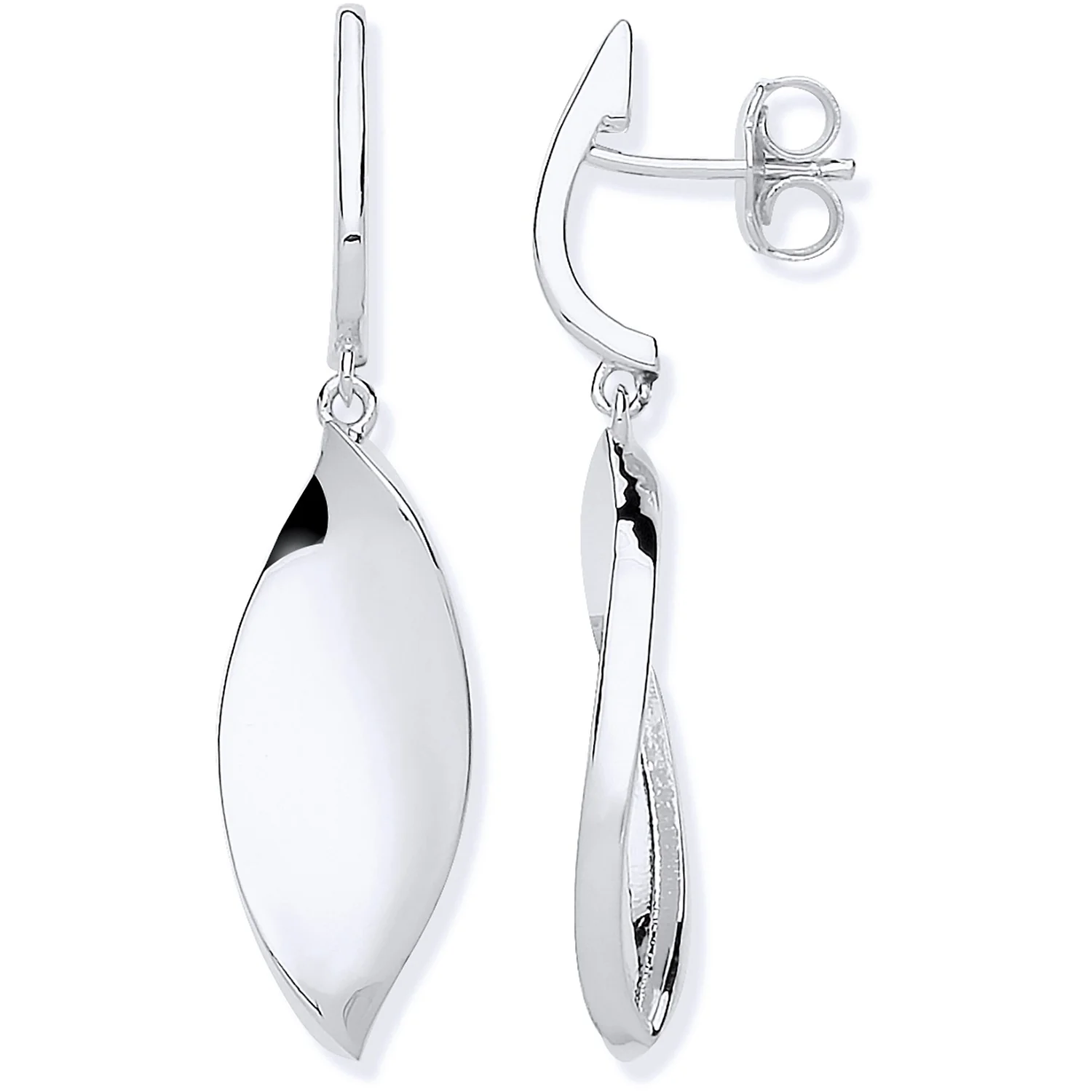 Silver Twist Drop Earrings