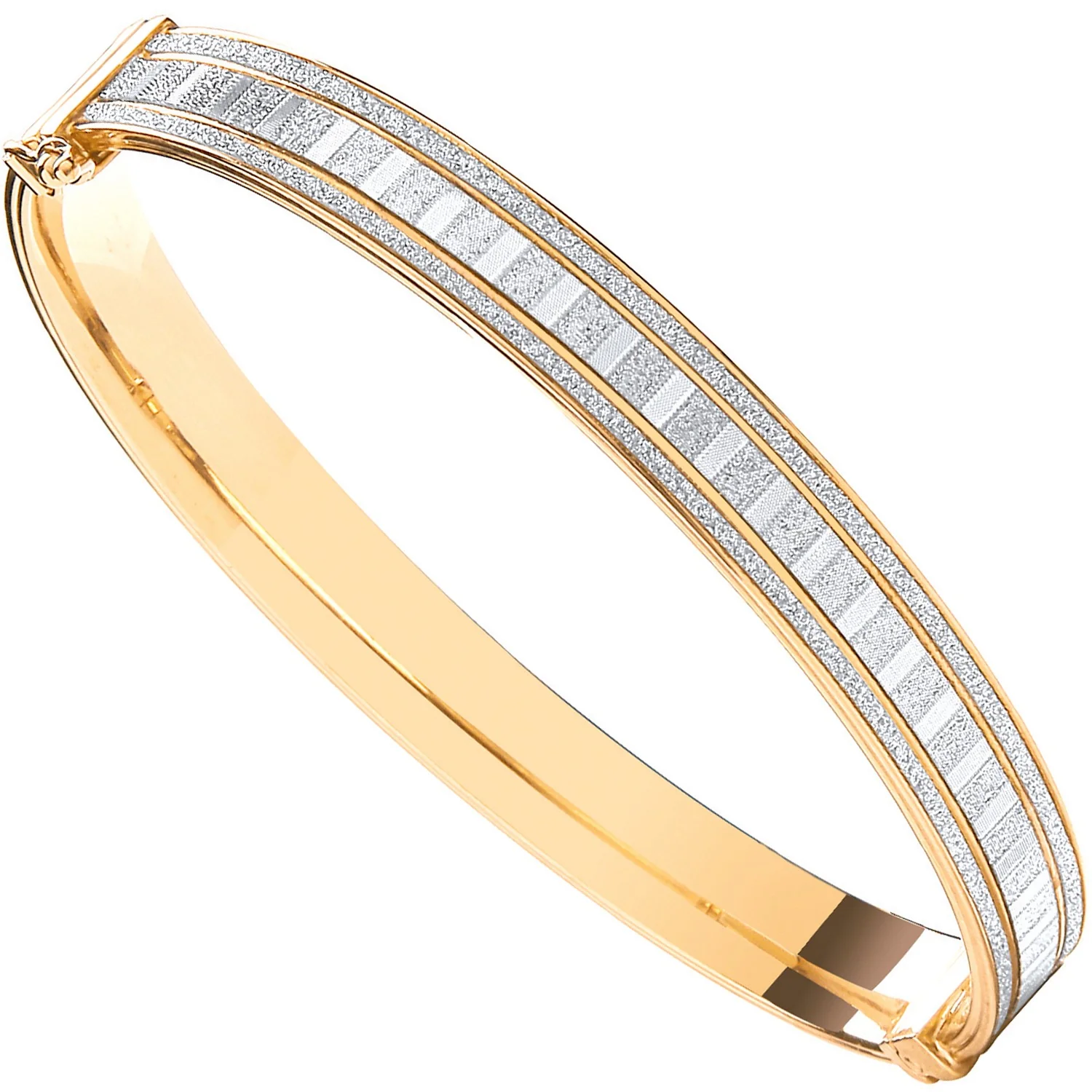 Silver Yellow Moondust Stone Illusion Effect Hinged Bangle