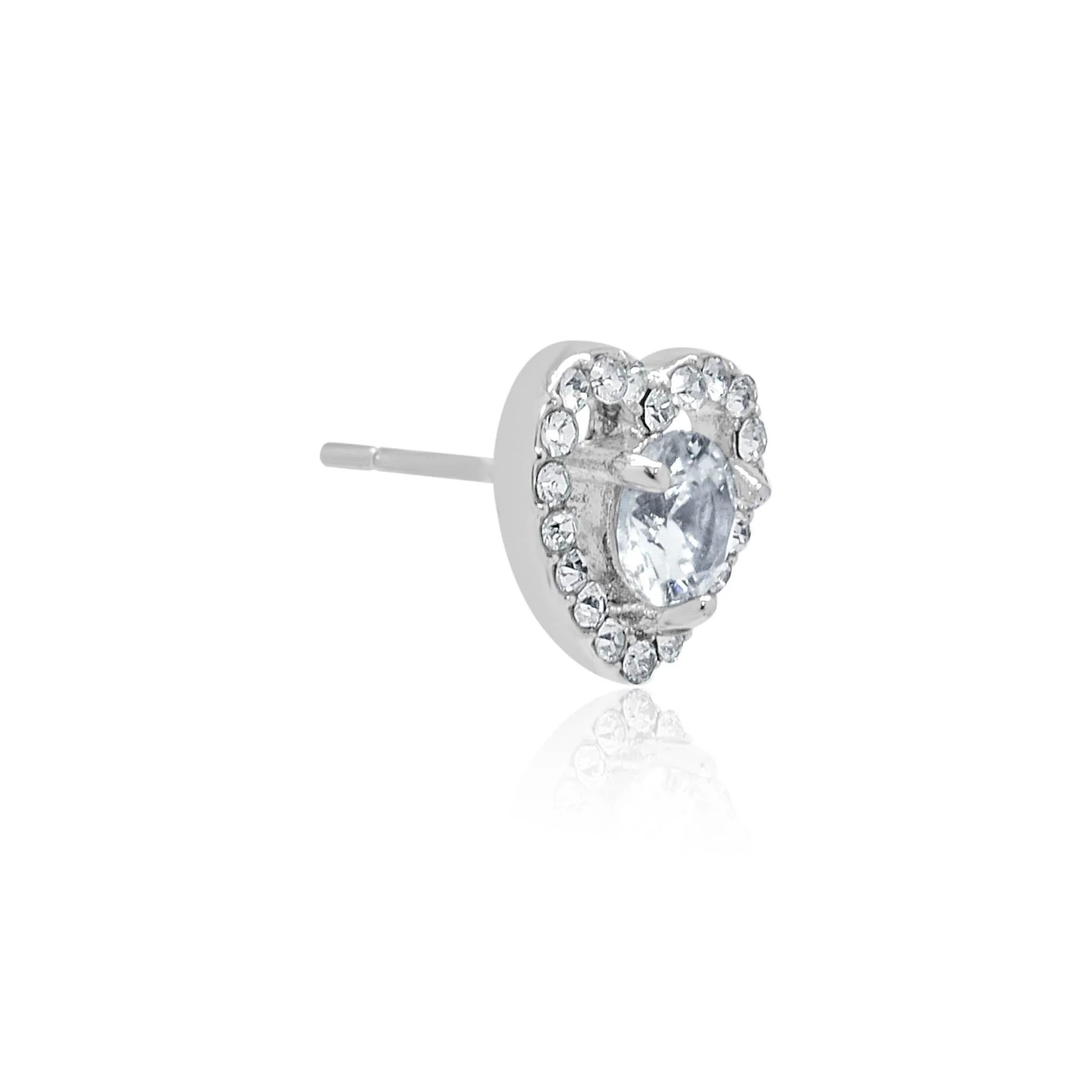 Skye heart silver effect circle stud earrings - Image 3