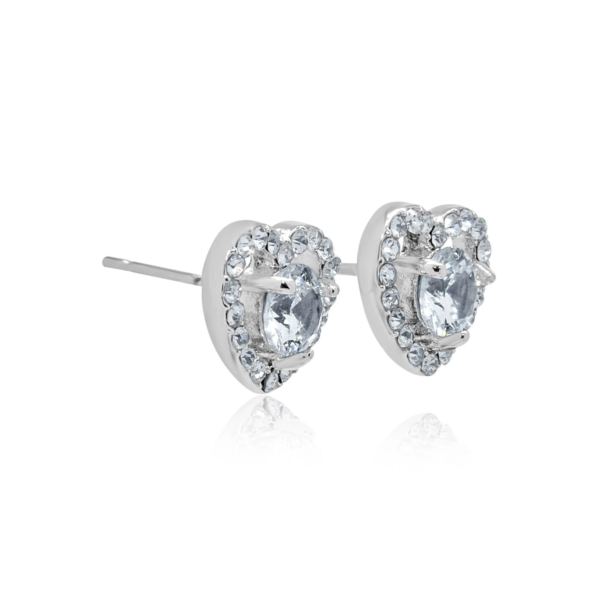 Skye heart silver effect circle stud earrings - Image 4
