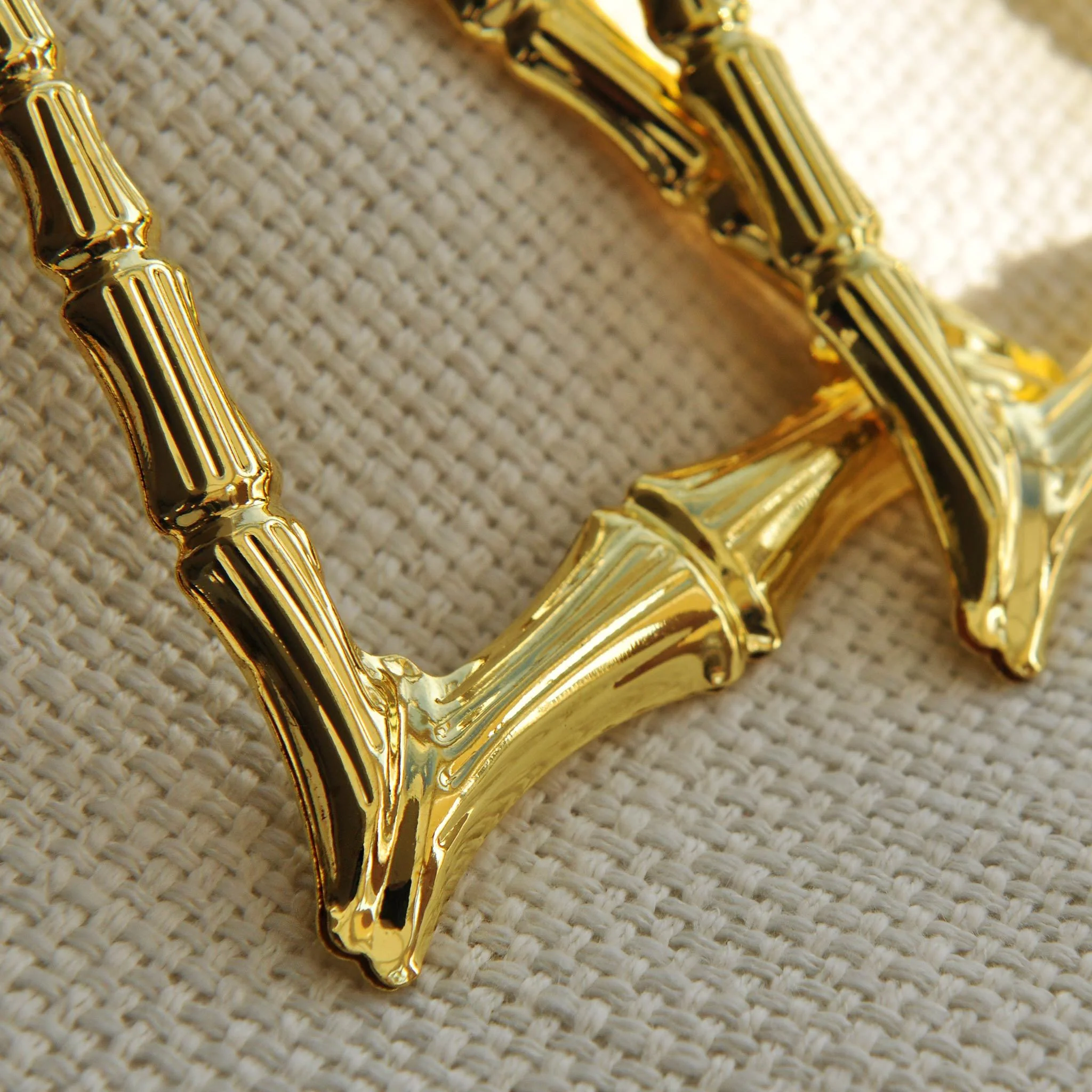Macy gold effect bamboo hoops - Image 2