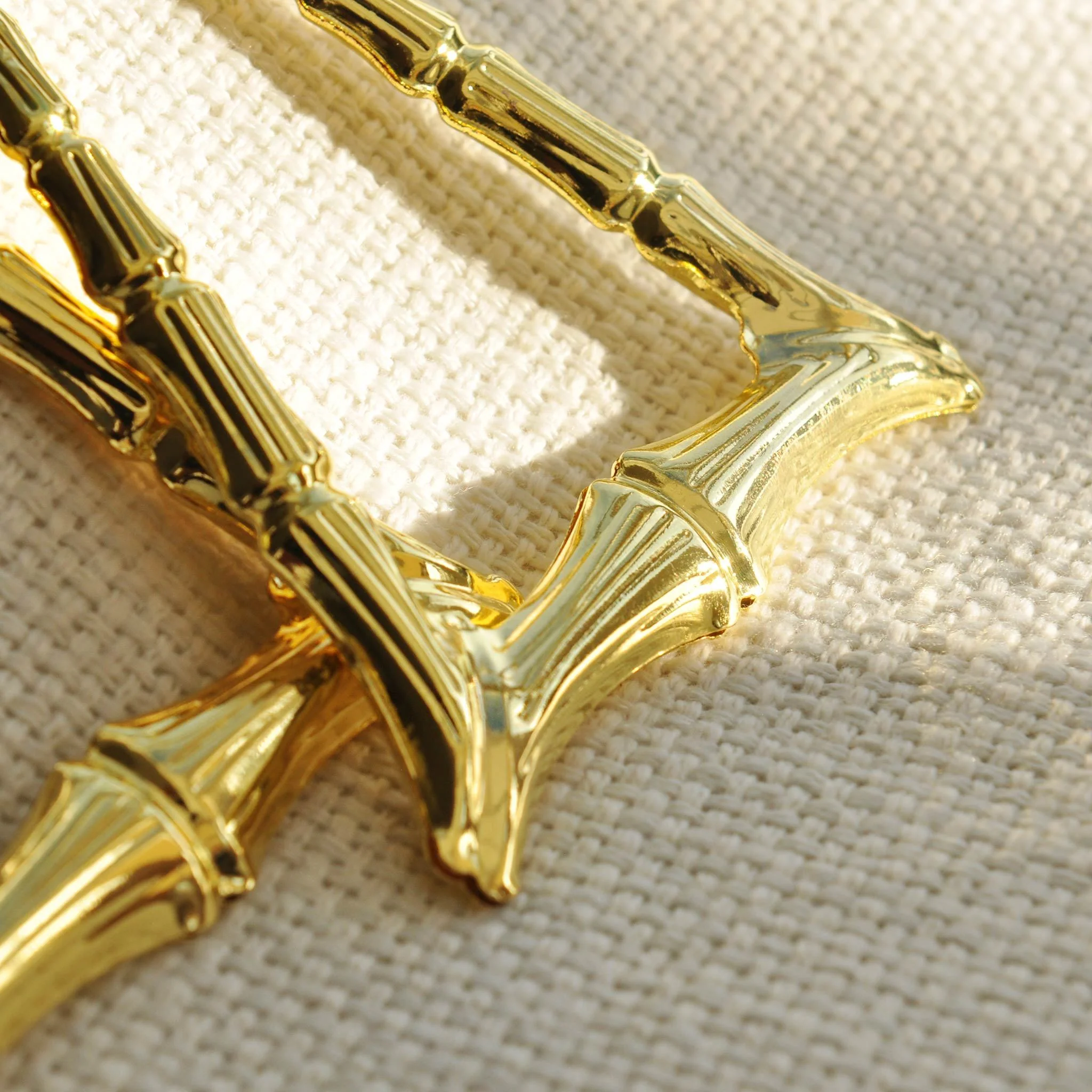 Macy gold effect bamboo hoops - Image 4