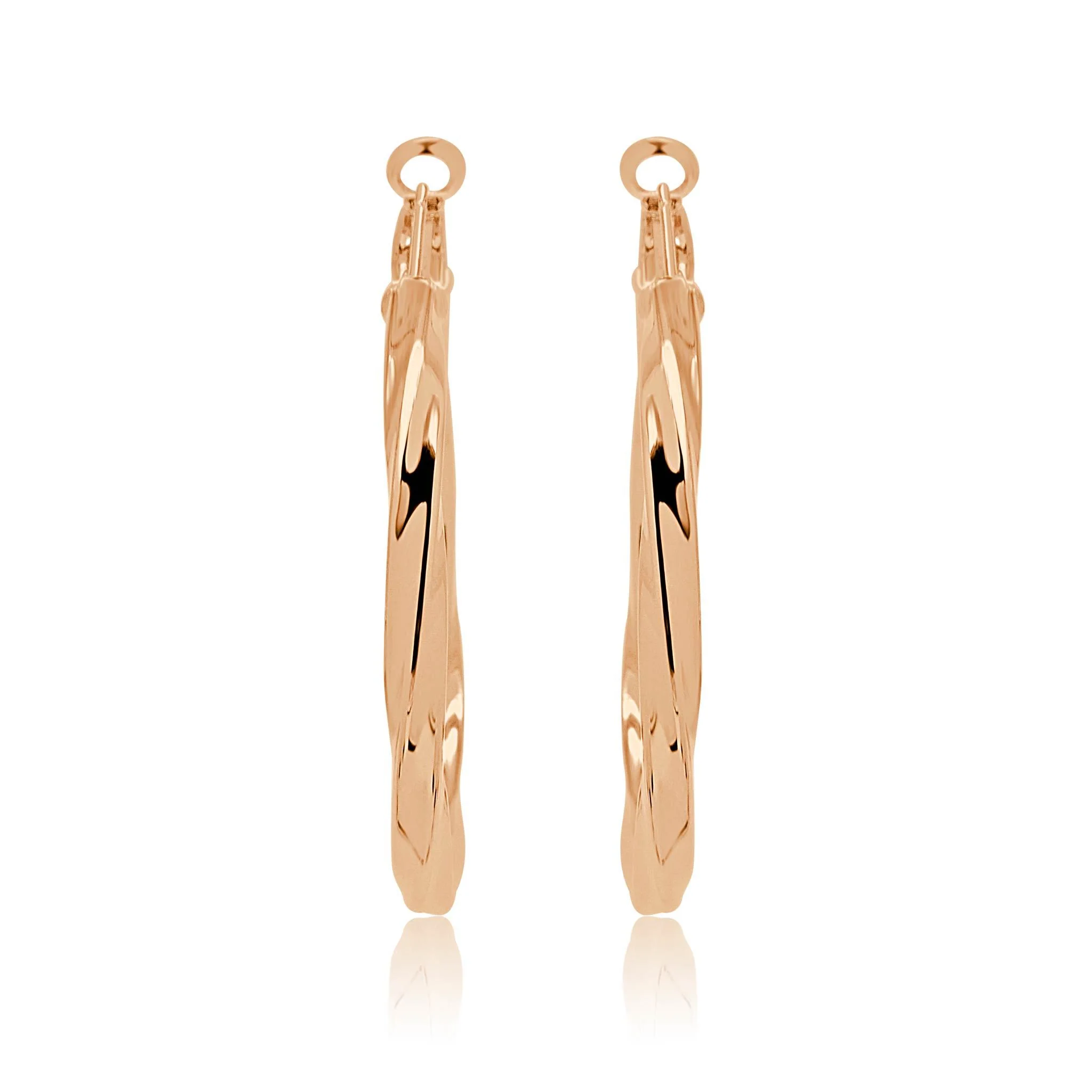 Twisted love rose gold effect hoop earrings - Image 3