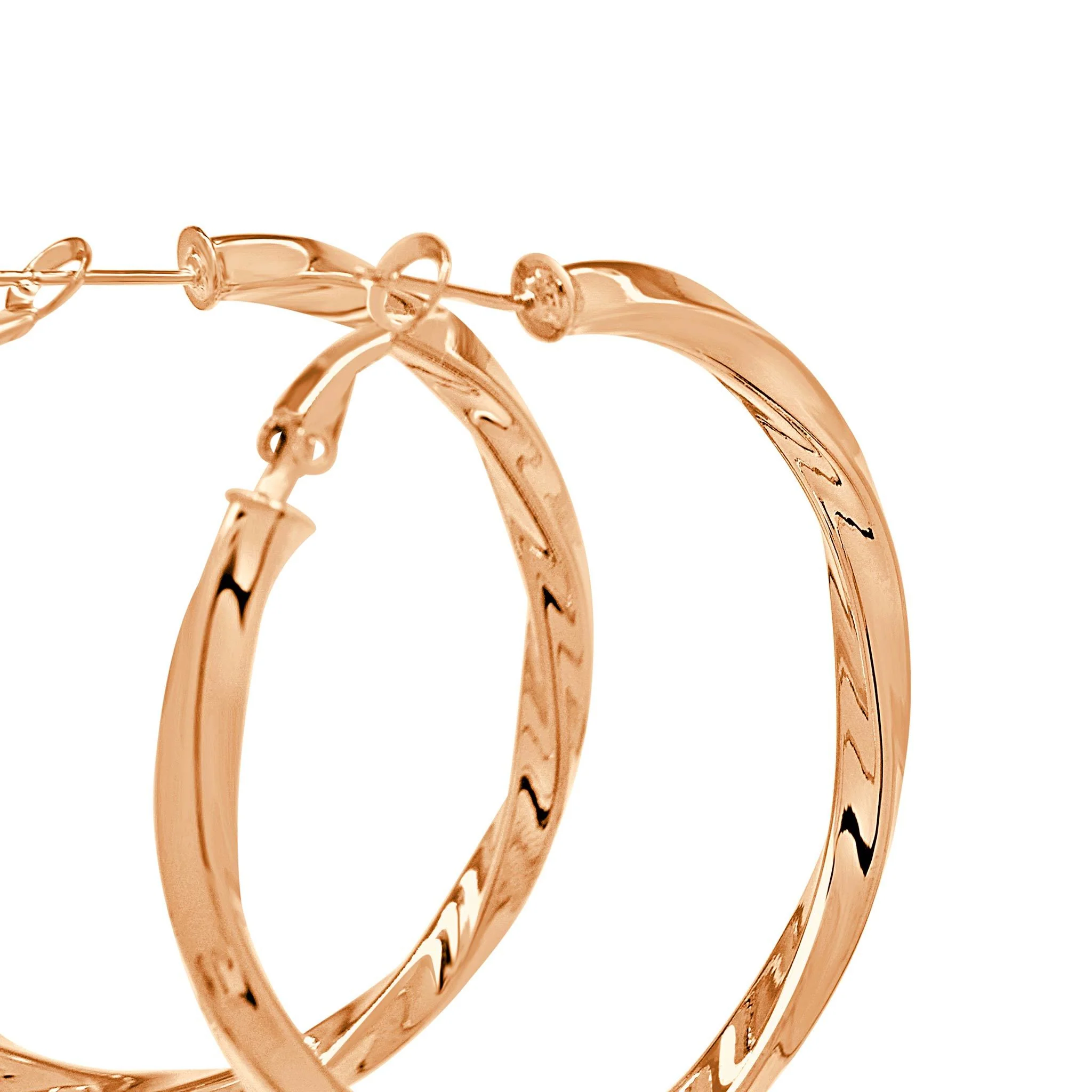 Twisted love rose gold effect hoop earrings - Image 4