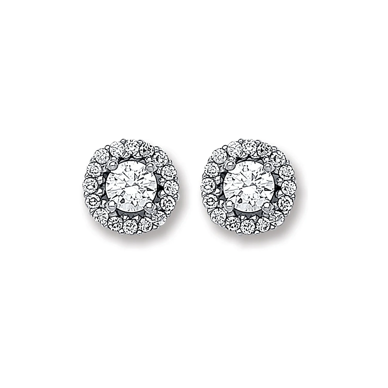 White Gold CZ 7.3mm Cluster Stud