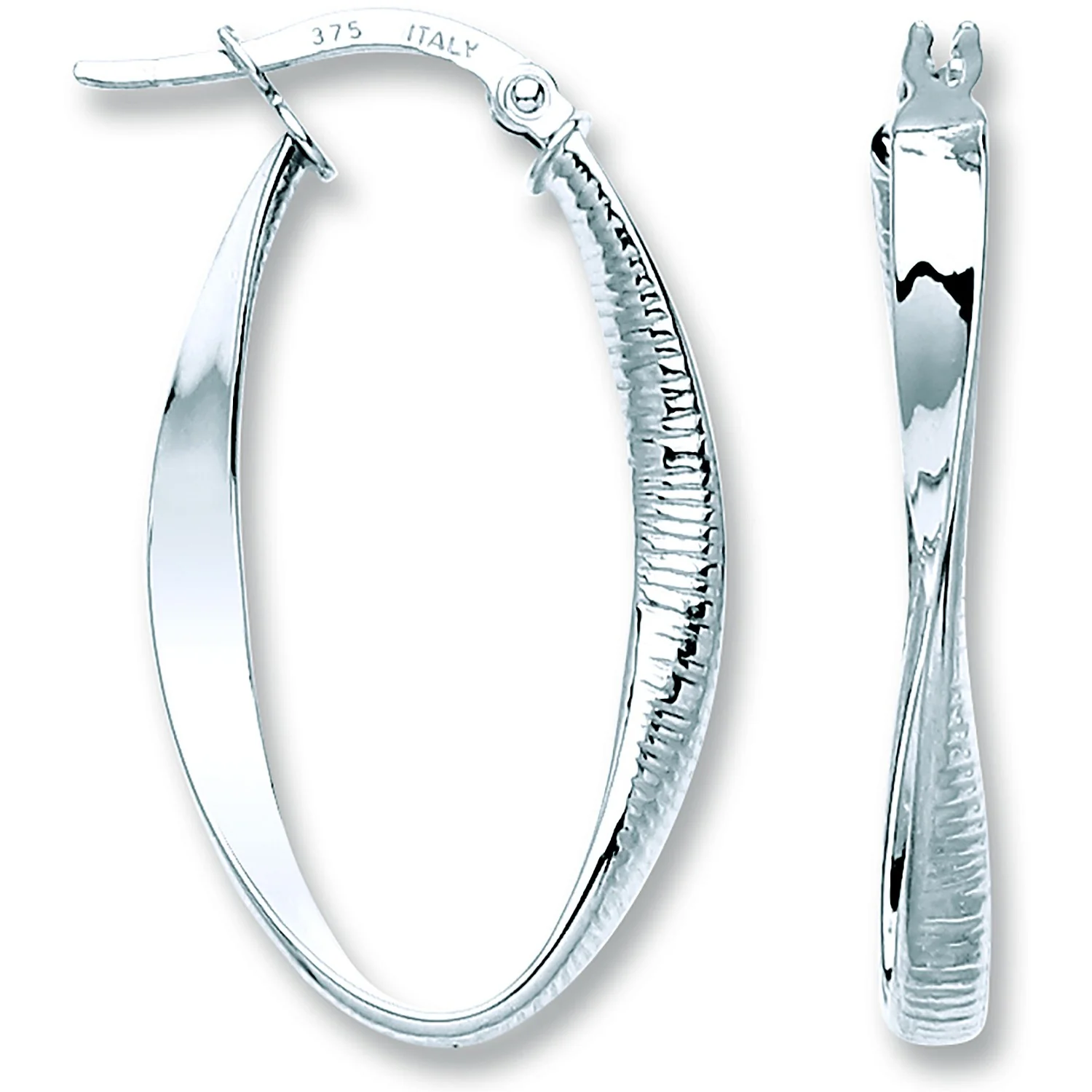 White Gold Oval Twist Ribbed & Plain