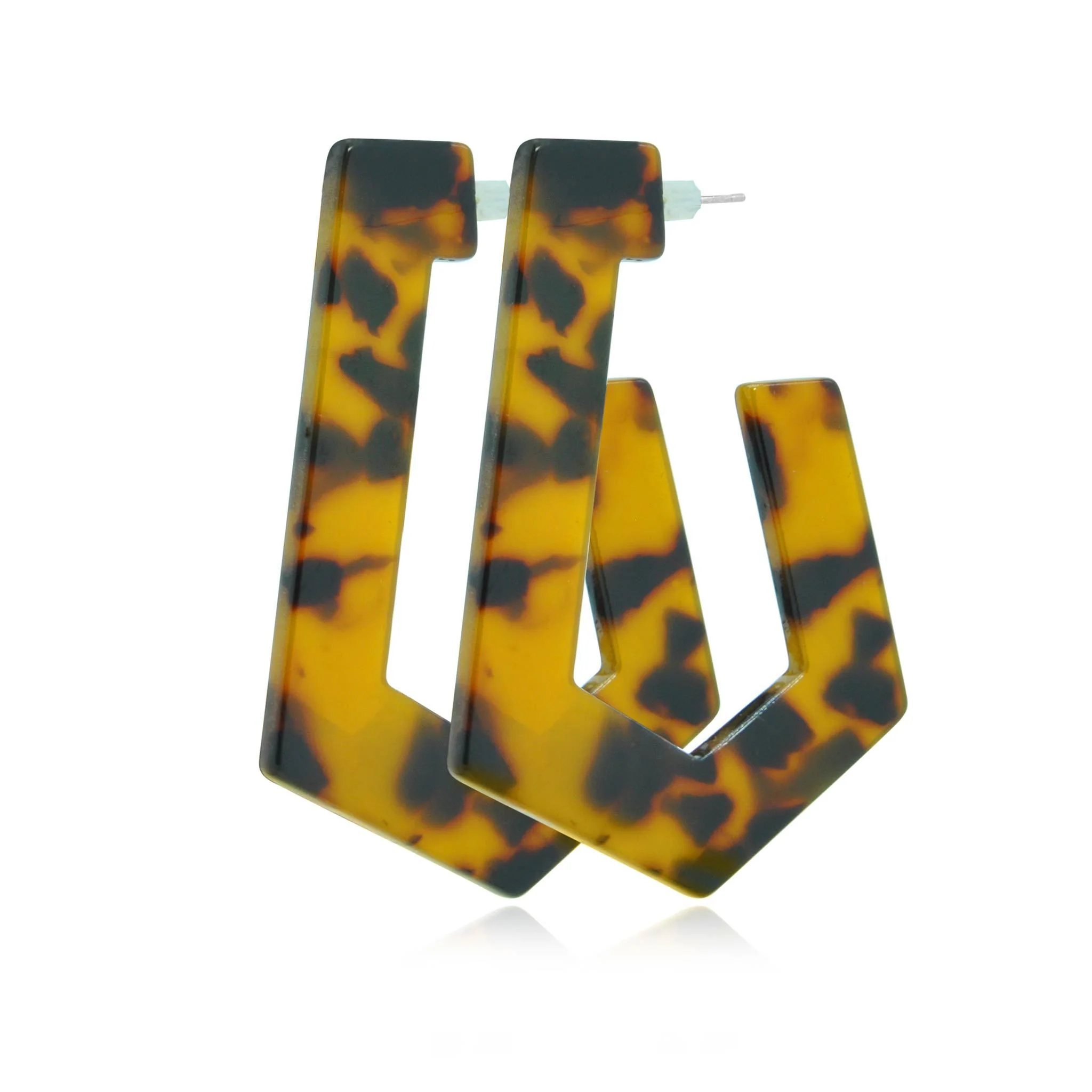 Wild cat geometric resin earrings