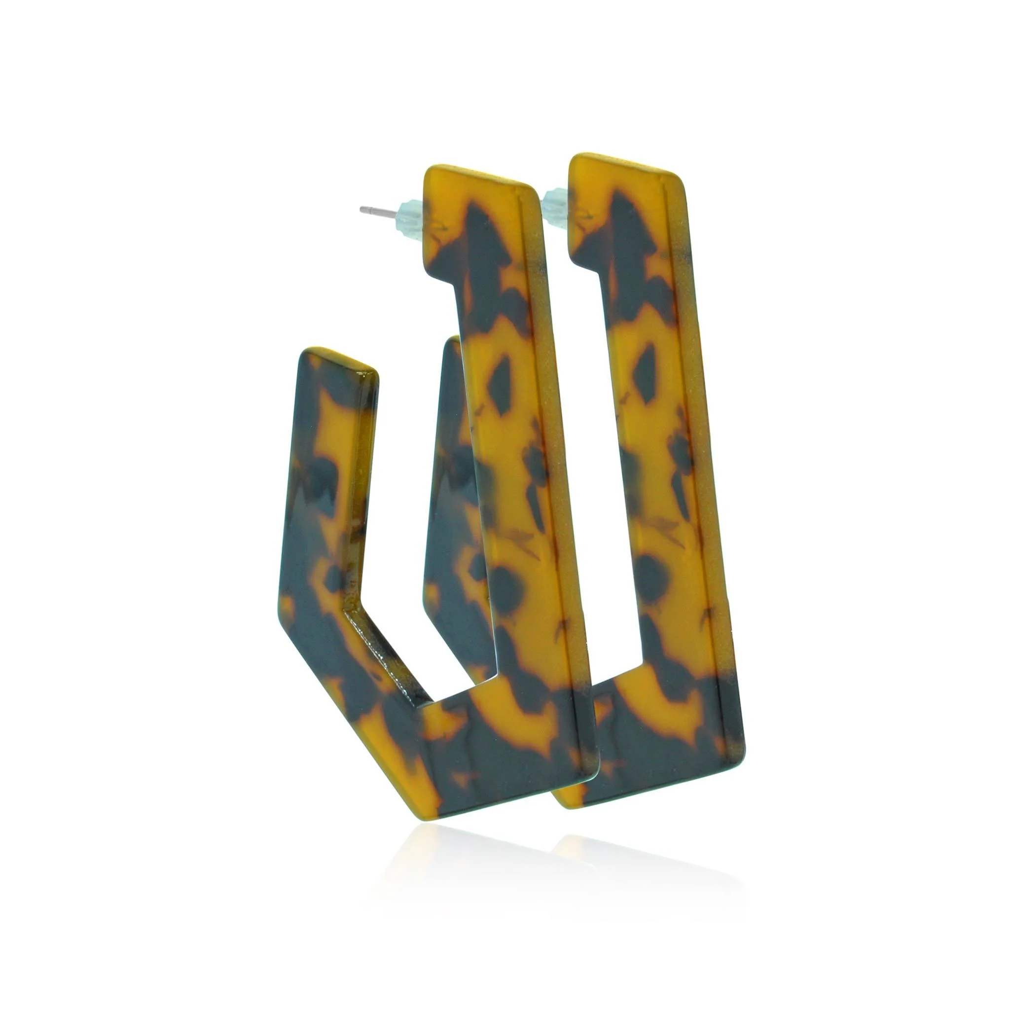 Wild cat geometric resin earrings - Image 2