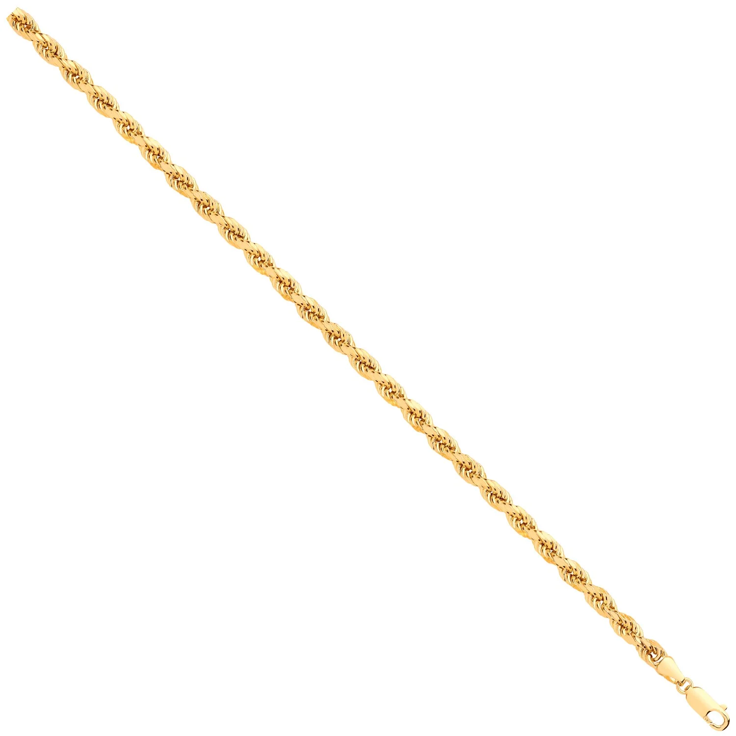Yellow Gold 4.5mm Semi Solid D/C Rope Chain