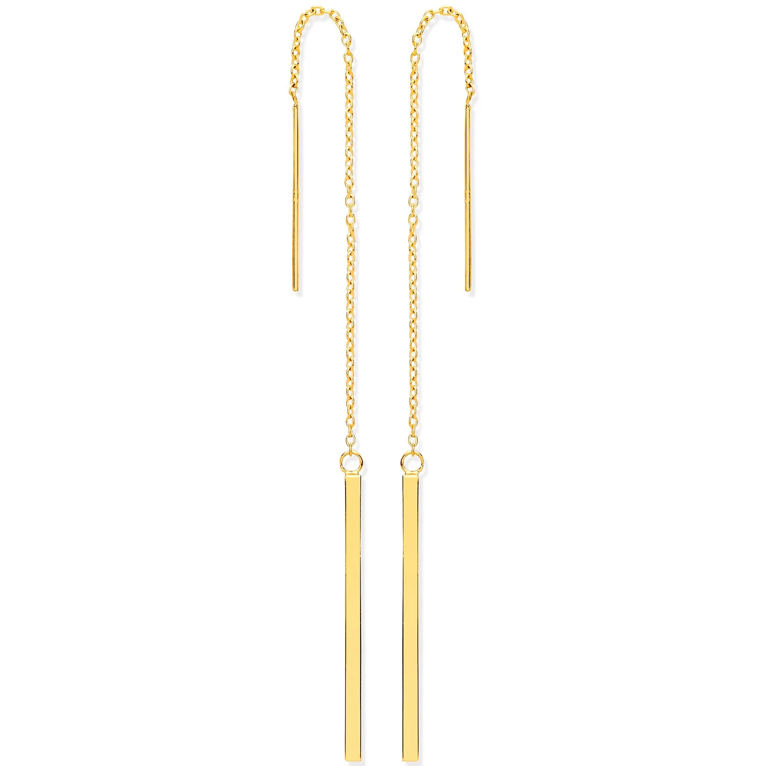 Yellow Gold Chain Drop Threader Earrings