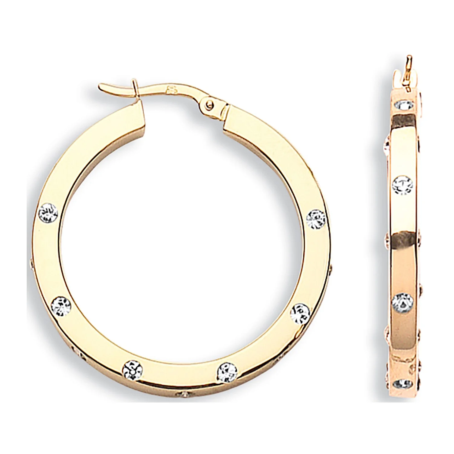 Yellow Gold Cz Hoop Earrings