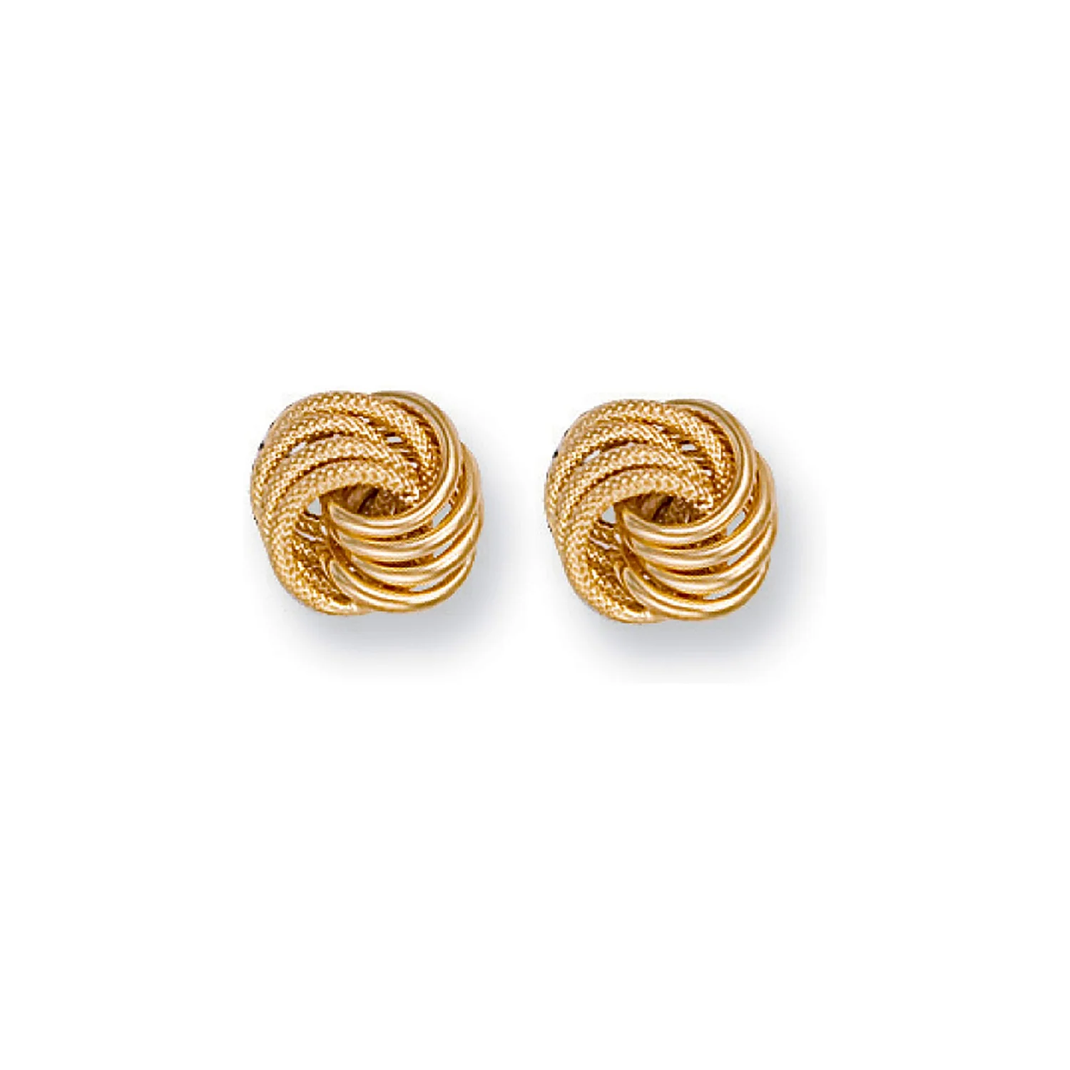 Yellow Gold Fancy Frosted Knot Stud Earrings