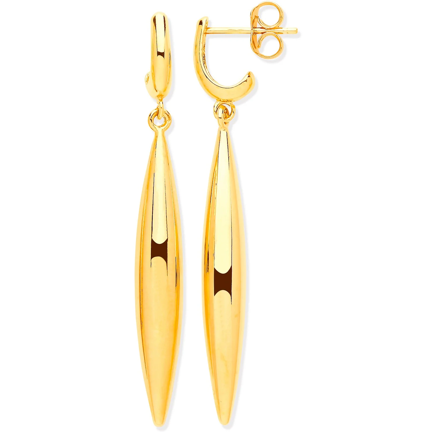 Yellow Gold Hollow Drop Earrings