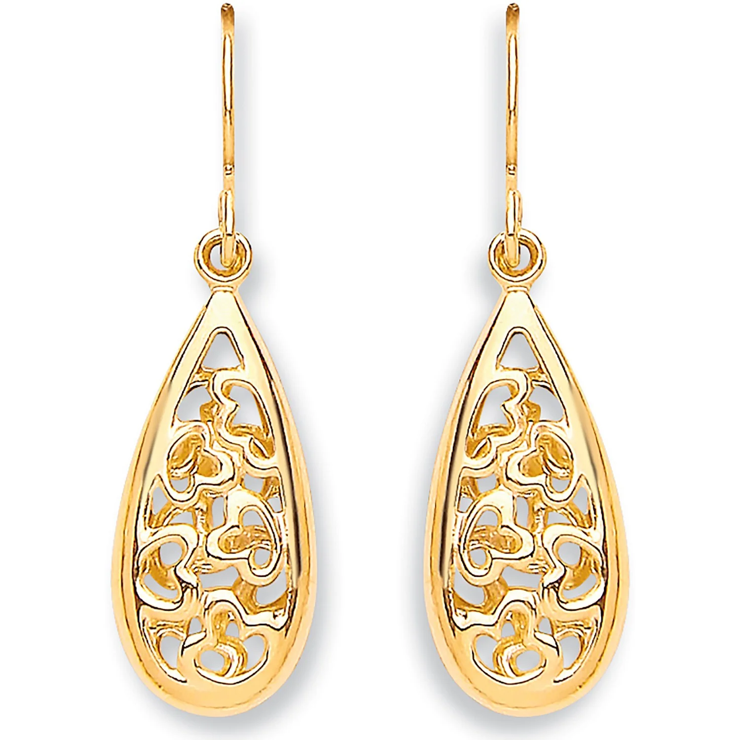 Yellow Gold Hook Oval Drop  Earrings