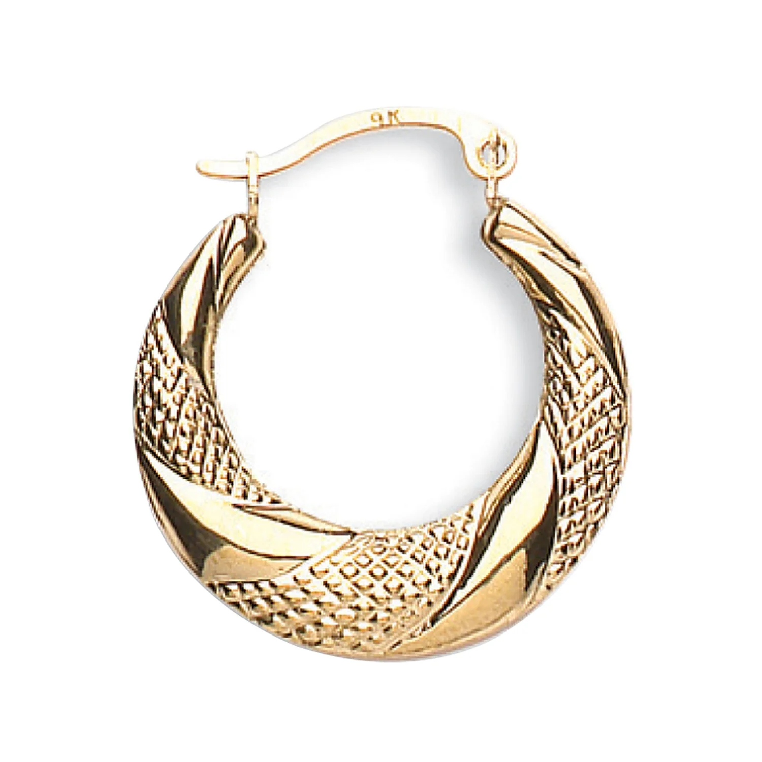 Yellow Gold Patterened Creoles
