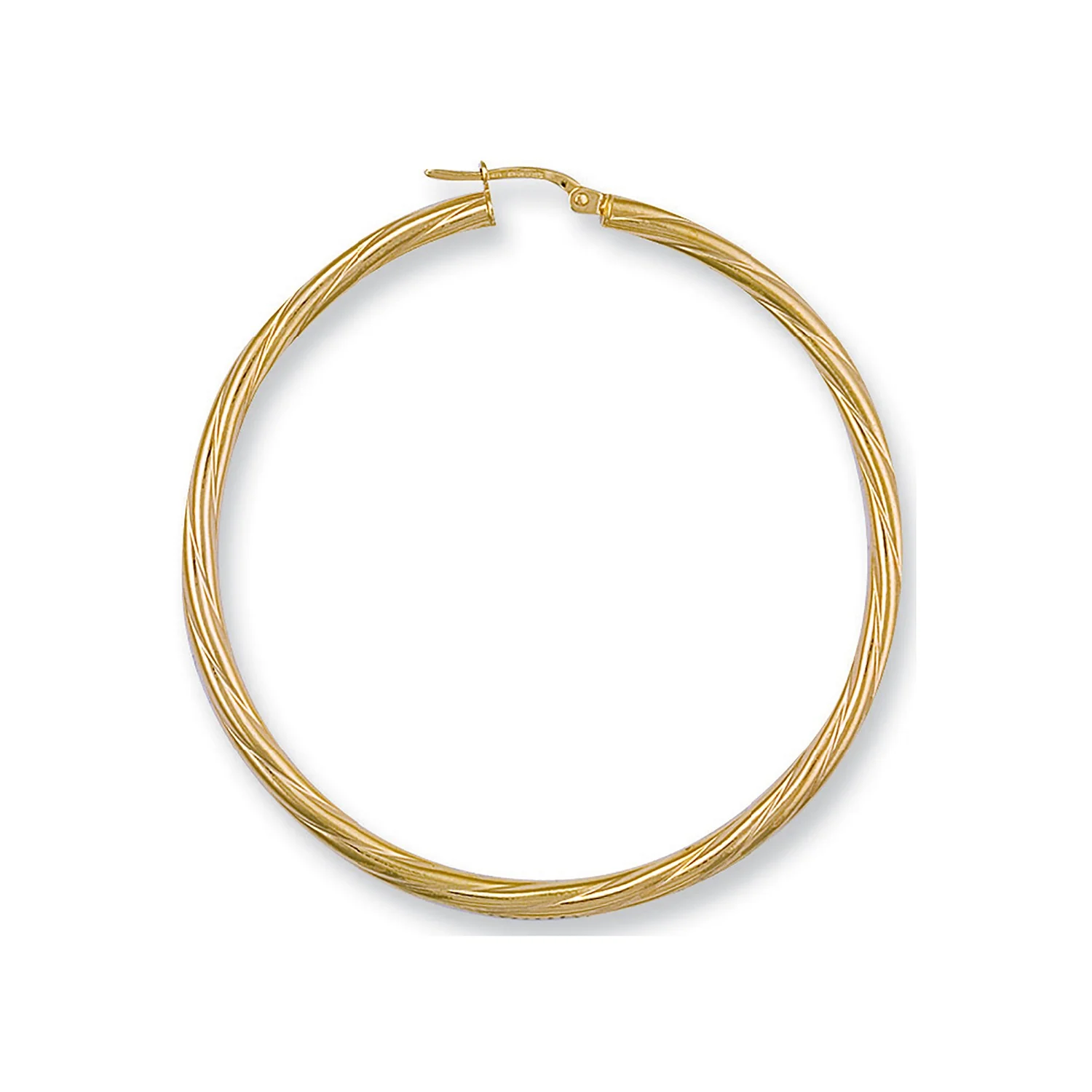 Yellow Gold 54mm Twisted Hoop Earrings