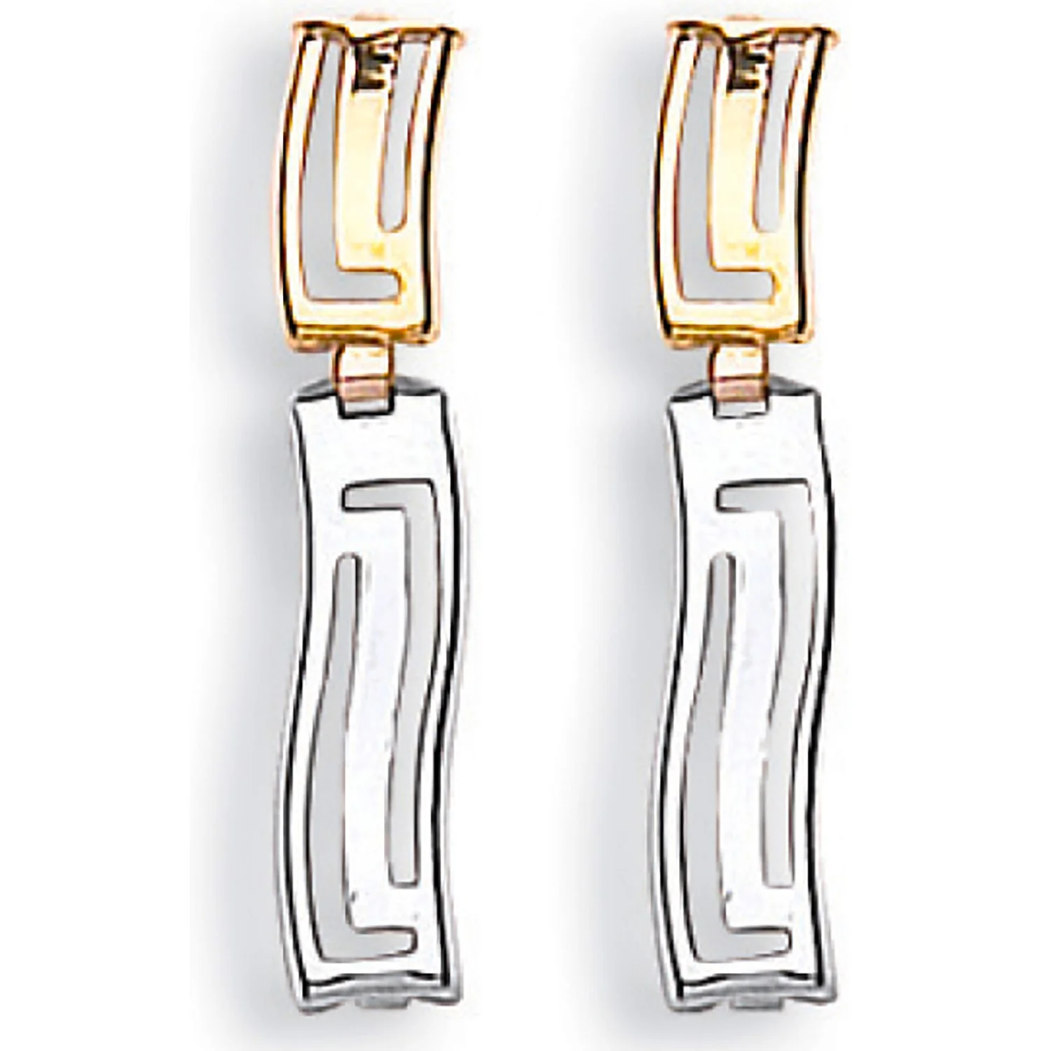 Yellow Gold & White Gold Greek Key Style Drops