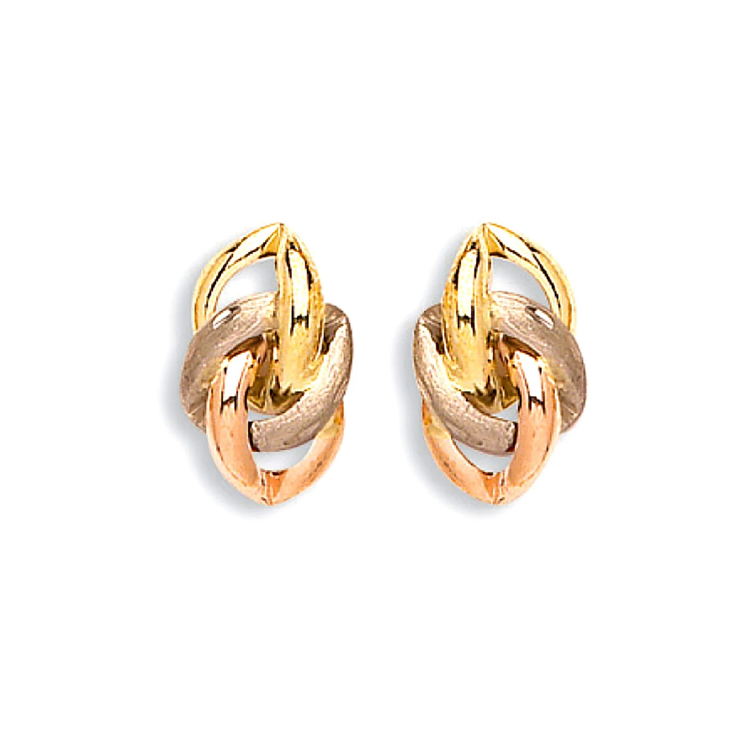Yellow Gold White Gold & Rose Gold Fancy Stud Earrings