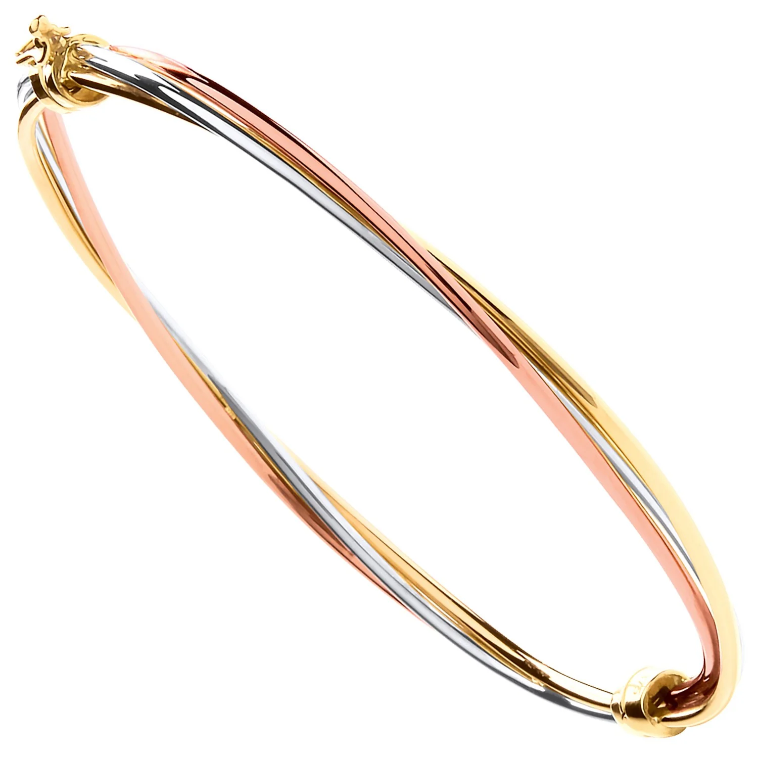 Yellow Gold, White Gold & Rose Gold Hollow Tube Ladies Bangle