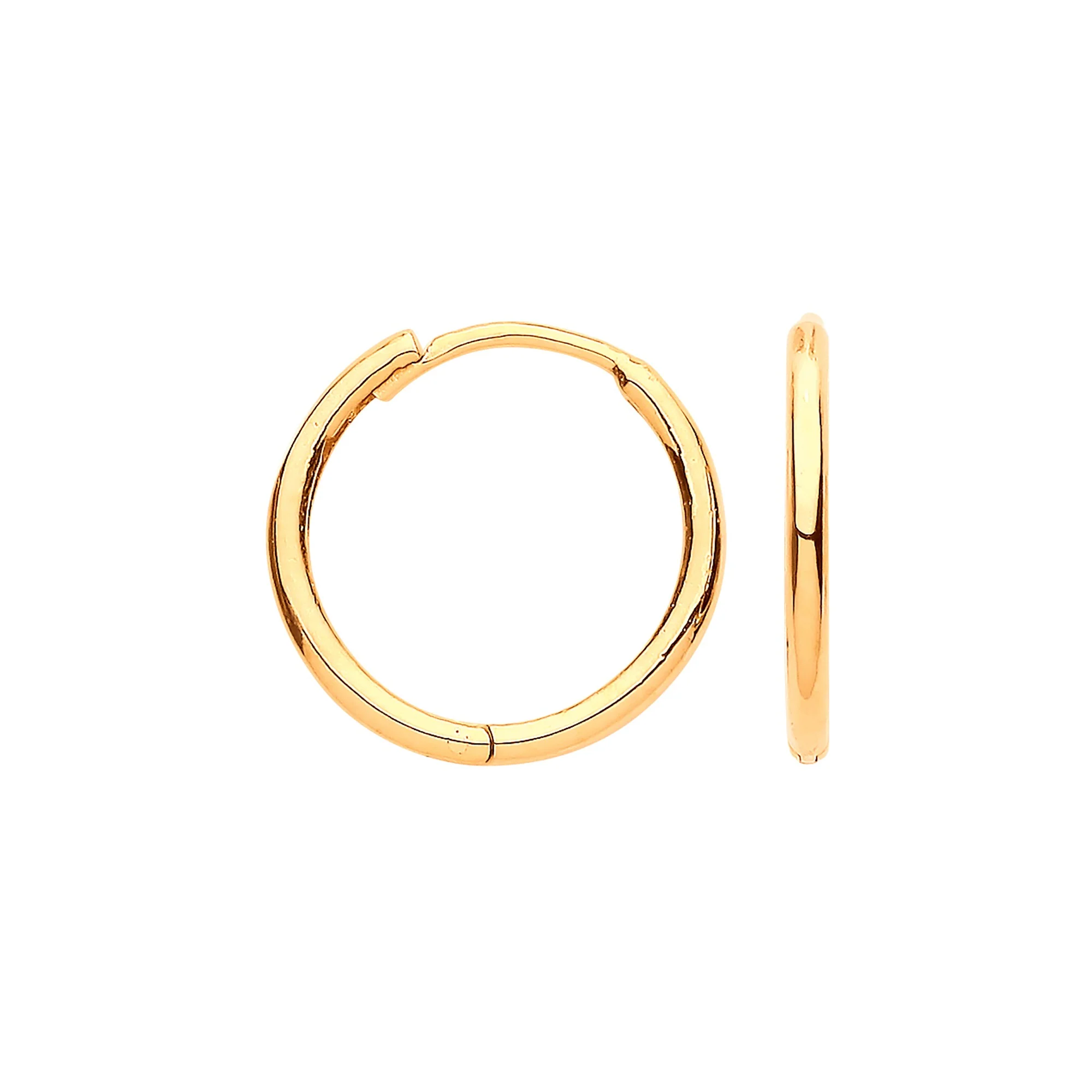 Yellow Gold 14mm Plain Hinged Huggies