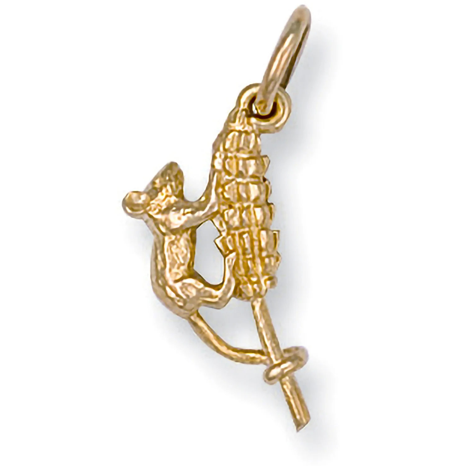 Yellow Gold Mouse & Corn Pendant